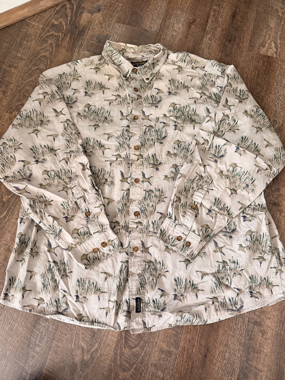 Woolrich 2XL Mallard Duck Print Button Down Shirt Hunting Cabincore Outdoors